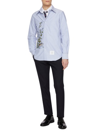 模特儿示范图 - 点击放大 - THOM BROWNE - Goose Habitat Embroidered Cotton Oxford Shirt