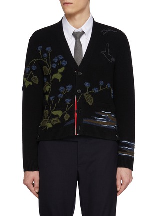 首图 - 点击放大 - THOM BROWNE - Geese Habitat Intarsia Wool Cardigan