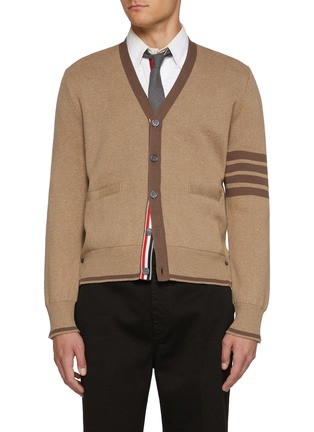 首图 - 点击放大 - THOM BROWNE - 4 Bar V-Neck Cotton Cardigan