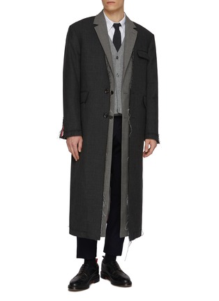 模特儿示范图 - 点击放大 - THOM BROWNE - Deconstructed Raw Seam Wool Coat