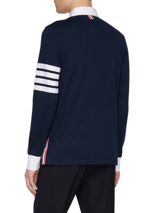 背面 - 点击放大 - THOM BROWNE - 4 Bar Contrast Collar Cotton Polo Shirt