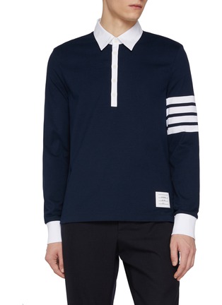 首图 - 点击放大 - THOM BROWNE - 4 Bar Contrast Collar Cotton Polo Shirt
