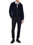 模特儿示范图 - 点击放大 - THOM BROWNE - 4 Bar Contrast Collar Cotton Polo Shirt