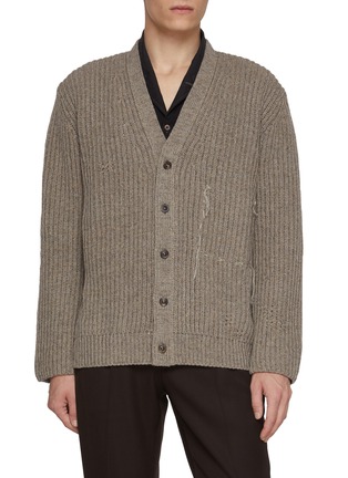 首图 - 点击放大 - MAISON MARGIELA - Frayed Stitch Wool Cotton Knit Cardigan