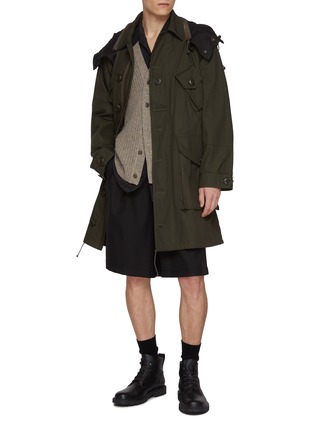 模特儿示范图 - 点击放大 - MAISON MARGIELA - Hooded Cotton Blend Twill Sports Parka Coat