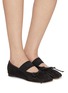 模特儿示范图 - 点击放大 - MM6 MAISON MARGIELA - Elastic Logo Band Mesh Flats