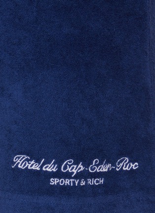  - SPORTY & RICH - X Hotel du Cap-Eden-Roc Cursive Embroidered Cotton Terry Shorts