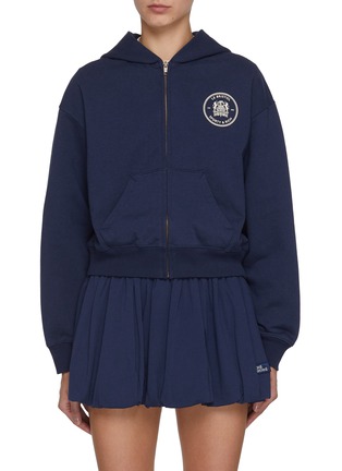 首图 - 点击放大 - SPORTY & RICH - Bristol Crest 100th Cropped Zip Up Hoodie