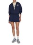 模特儿示范图 - 点击放大 - SPORTY & RICH - Bristol Crest 100th Cropped Zip Up Hoodie