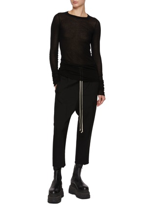 模特儿示范图 - 点击放大 - RICK OWENS - 加长系带羊毛锥形长裤