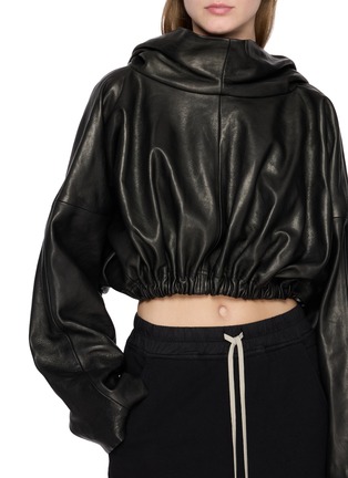  - RICK OWENS - Cropped Leather Hoodie