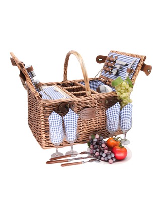 细节 –点击放大 - LES JARDINS DE LA COMTESSE - Saint-Germain Picnic Basket for 4 Person — Blue Gingham