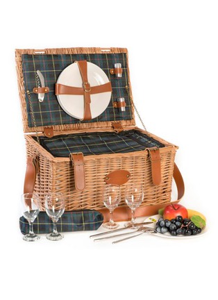 首图 –点击放大 - LES JARDINS DE LA COMTESSE - Trianon Leather Picnic Basket for 4 Person — Green