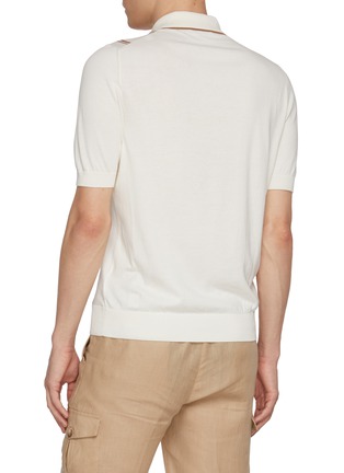 背面 - 点击放大 - EQUIL - Striped Button Up Knit Cotton Polo Shirt