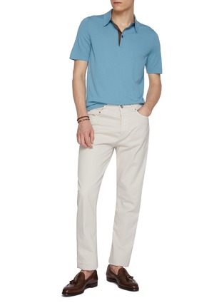 模特儿示范图 - 点击放大 - EQUIL - Contrast Placket Cotton Polo Shirt