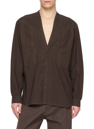 首图 - 点击放大 - RICK OWENS DRKSHDW - Larry Jumbo V-Neck Cotton Shirt