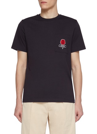 首图 - 点击放大 - MONCLER - Embroidered Rose Patch Pocket Cotton T-Shirt