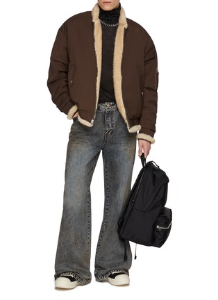 模特儿示范图 - 点击放大 - MM6 MAISON MARGIELA - Printed Turtleneck Wool Top