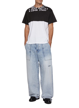 模特儿示范图 - 点击放大 - MM6 MAISON MARGIELA - 撞色拼接纯棉 T 恤
