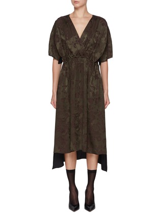 首图 - 点击放大 - MM6 MAISON MARGIELA - Convertible Floral Jacquard Gathered Sleeve Midi Dress