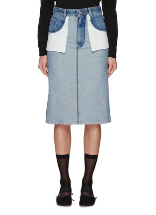 首图 - 点击放大 - MM6 MAISON MARGIELA - Contrast Pocket Panelled Denim Midi Skirt