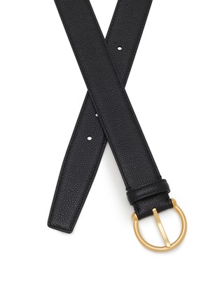 细节 - 点击放大 - THOM BROWNE - Round Buckle Grained Leather Belt