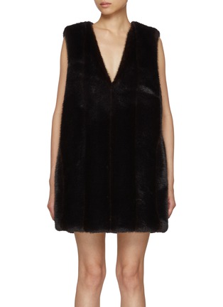 首图 - 点击放大 - MM6 MAISON MARGIELA - Faux Fur V-Neck Top