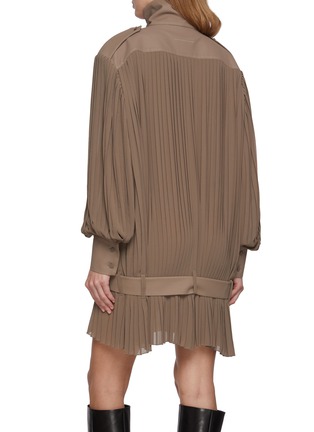 背面 - 点击放大 - MM6 MAISON MARGIELA - Long Sleeve High Neck Pleated Mini Dress