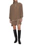 模特儿示范图 - 点击放大 - MM6 MAISON MARGIELA - Long Sleeve High Neck Pleated Mini Dress