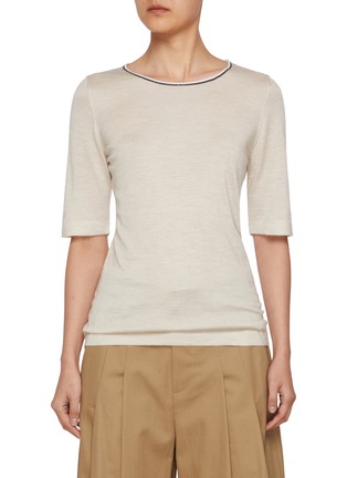 首图 - 点击放大 - BRUNELLO CUCINELLI - Monili Neckline Cashmere Silk Knit Top