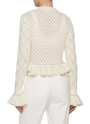 背面 - 点击放大 - CHLOÉ - Ruffle Hem Cotton Wool Silk Pointelle Knit Cardigan