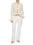 模特儿示范图 - 点击放大 - CHLOÉ - Ruffle Hem Cotton Wool Silk Pointelle Knit Cardigan