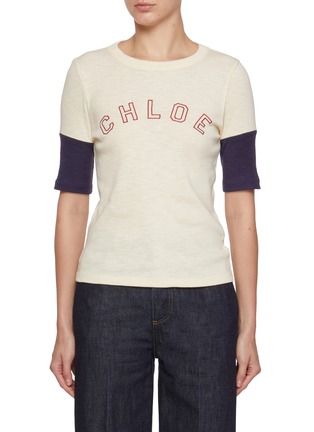 首图 - 点击放大 - CHLOÉ - Varsity Sleeve Cotton Wool T-Shirt