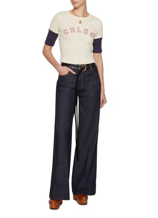 模特儿示范图 - 点击放大 - CHLOÉ - Varsity Sleeve Cotton Wool T-Shirt