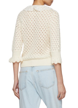 背面 - 点击放大 - CHLOÉ - Ruffled Open Knit Polo Top