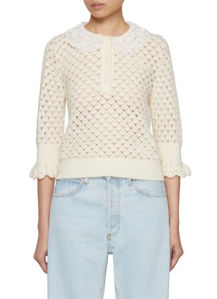 首图 - 点击放大 - CHLOÉ - Ruffled Open Knit Polo Top