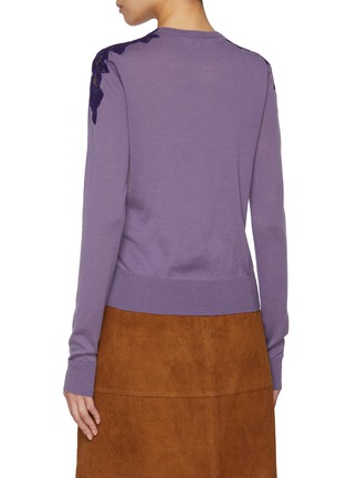 背面 - 点击放大 - CHLOÉ - Lace Patch Sleeve Wool Knit Cardigan