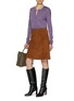 模特儿示范图 - 点击放大 - CHLOÉ - Lace Patch Sleeve Wool Knit Cardigan