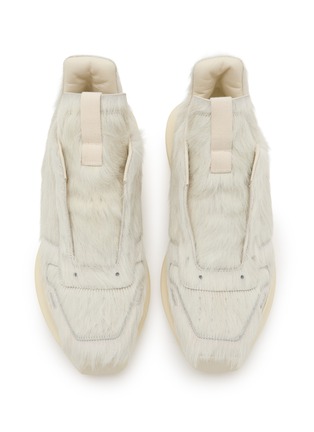 细节 - 点击放大 - RICK OWENS - 男款 GETH 皮革高帮运动鞋