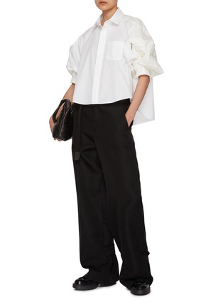 模特儿示范图 - 点击放大 - SACAI - Puff Sleeve Cropped Shirt