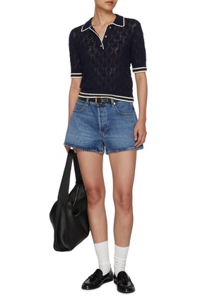 模特儿示范图 - 点击放大 - FRAME - THE HANG 纯棉牛仔短裤