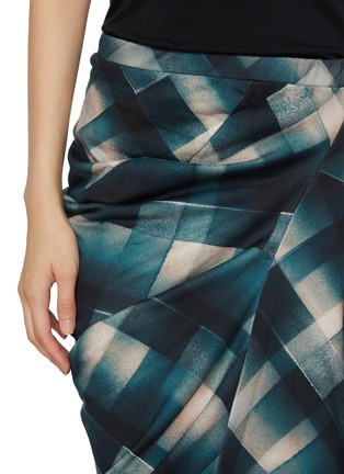  - DRIES VAN NOTEN - 纯棉褶裥格纹中长半身裙