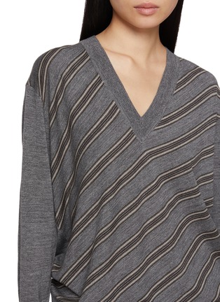  - DRIES VAN NOTEN - TISHANA 条纹 V 领羊毛针织衫