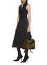 模特儿示范图 - 点击放大 - BALENCIAGA - Hybrid Pleated Linen Cotton Midi Skirt