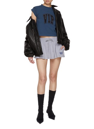 模特儿示范图 - 点击放大 - BALENCIAGA - Logo Drawstring Cotton Mini Skirt