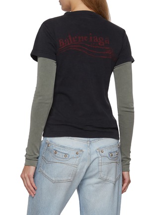 背面 - 点击放大 - BALENCIAGA - Crayon Logo Double Sleeve Cotton T-Shirt