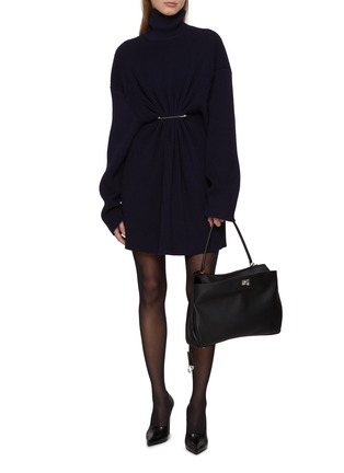 模特儿示范图 - 点击放大 - BALENCIAGA - Pinched Cotton Wool Knit Mini Dress