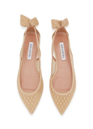 细节 - 点击放大 - AQUAZZURA - Bow Tie Mesh Suede Ballet Flats