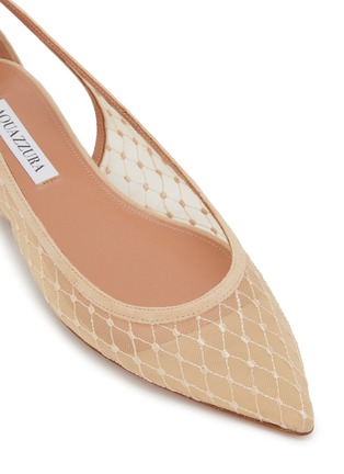 细节 - 点击放大 - AQUAZZURA - Bow Tie Mesh Suede Ballet Flats