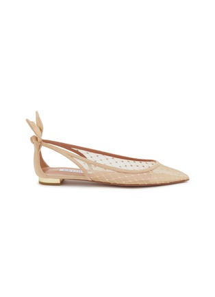 首图 - 点击放大 - AQUAZZURA - Bow Tie Mesh Suede Ballet Flats